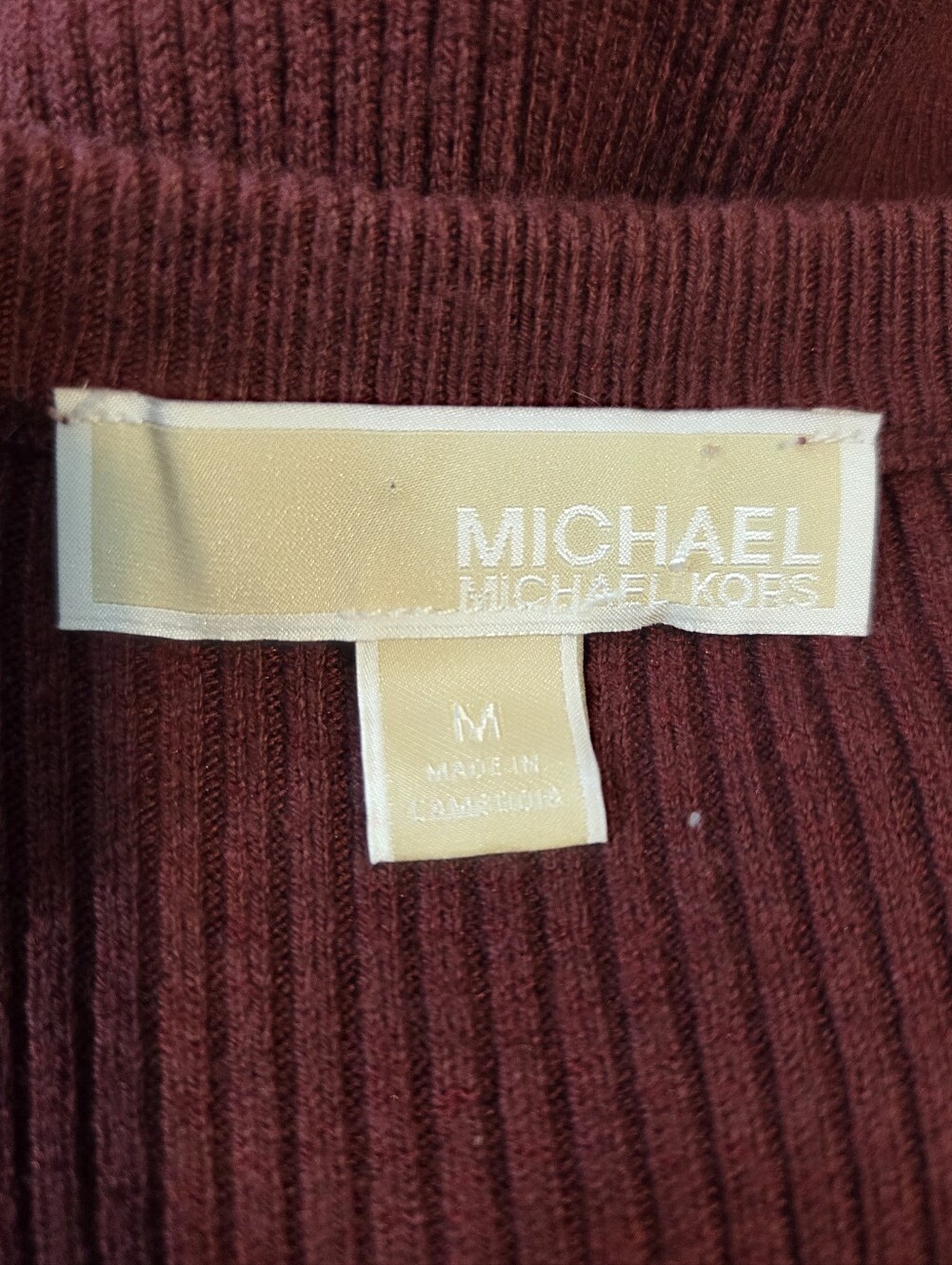 MICHAEL Michael Kors Maroon Keyhole Ribbed Cropped Long Sleeve Sweater Size M - Picture 9 of 12